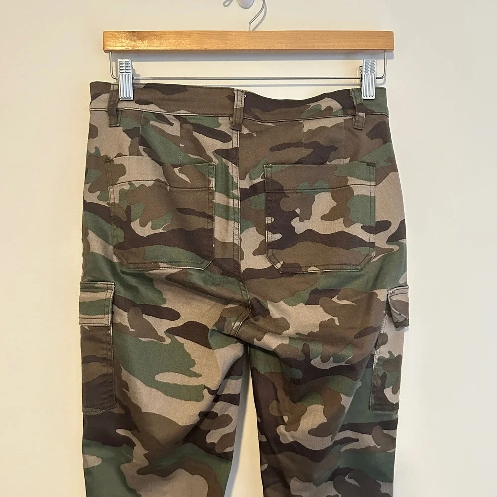 J Crew Camouflage Cargo Pants Womens Size 27 Green Brown Utility Pocket Slim Fit